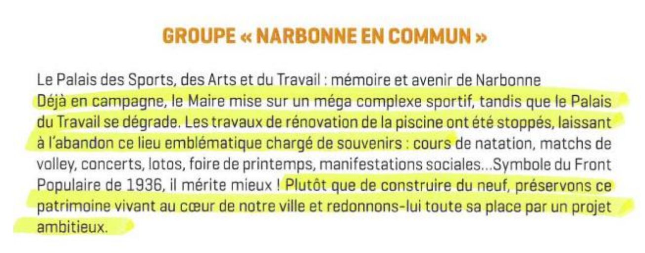 Tribune Narbonne en Commun - 2025